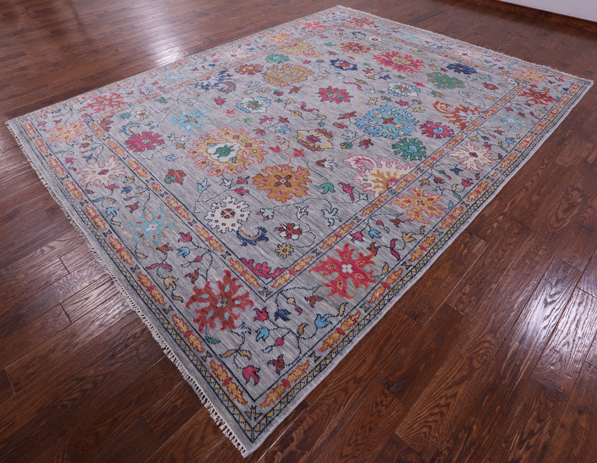 Grey Turkish Oushak Handmade Wool Rug - 9' 1" X 12' 1" - Golden Nile