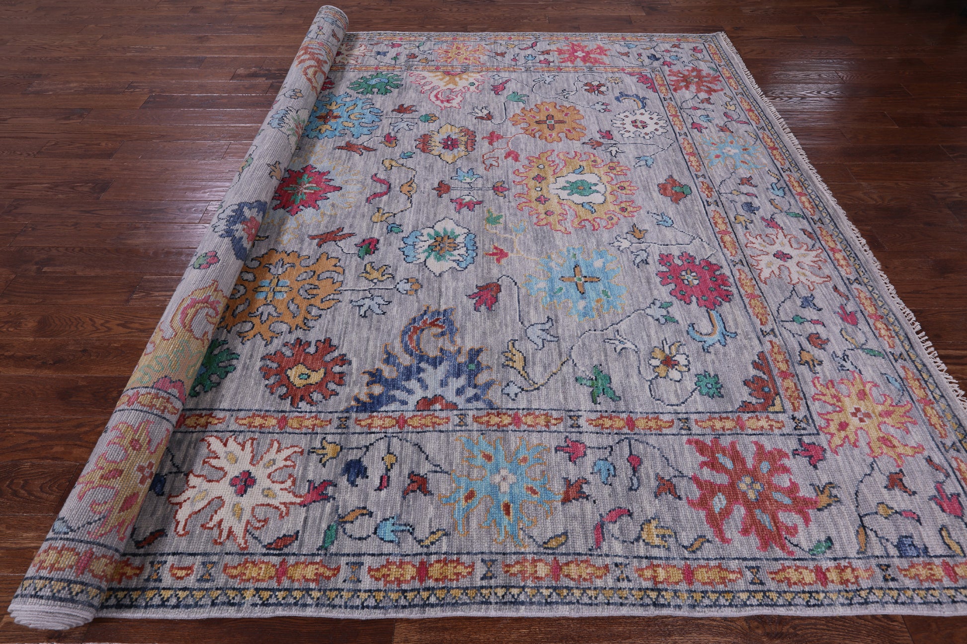 Grey Turkish Oushak Handmade Wool Rug - 9' 1" X 12' 1" - Golden Nile