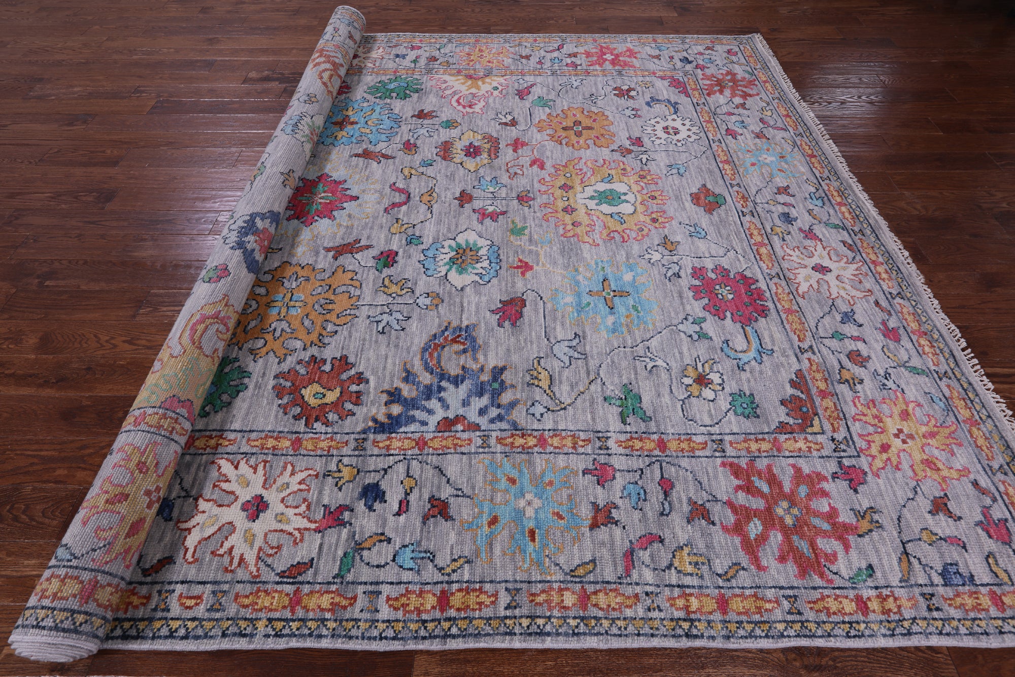 Grey Turkish Oushak Handmade Wool Rug - 9' 1" X 12' 1" - Golden Nile