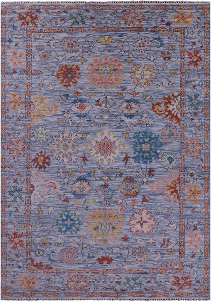 Blue Turkish Oushak Handmade Wool Rug - 6' 5" X 9' 2" - Golden Nile