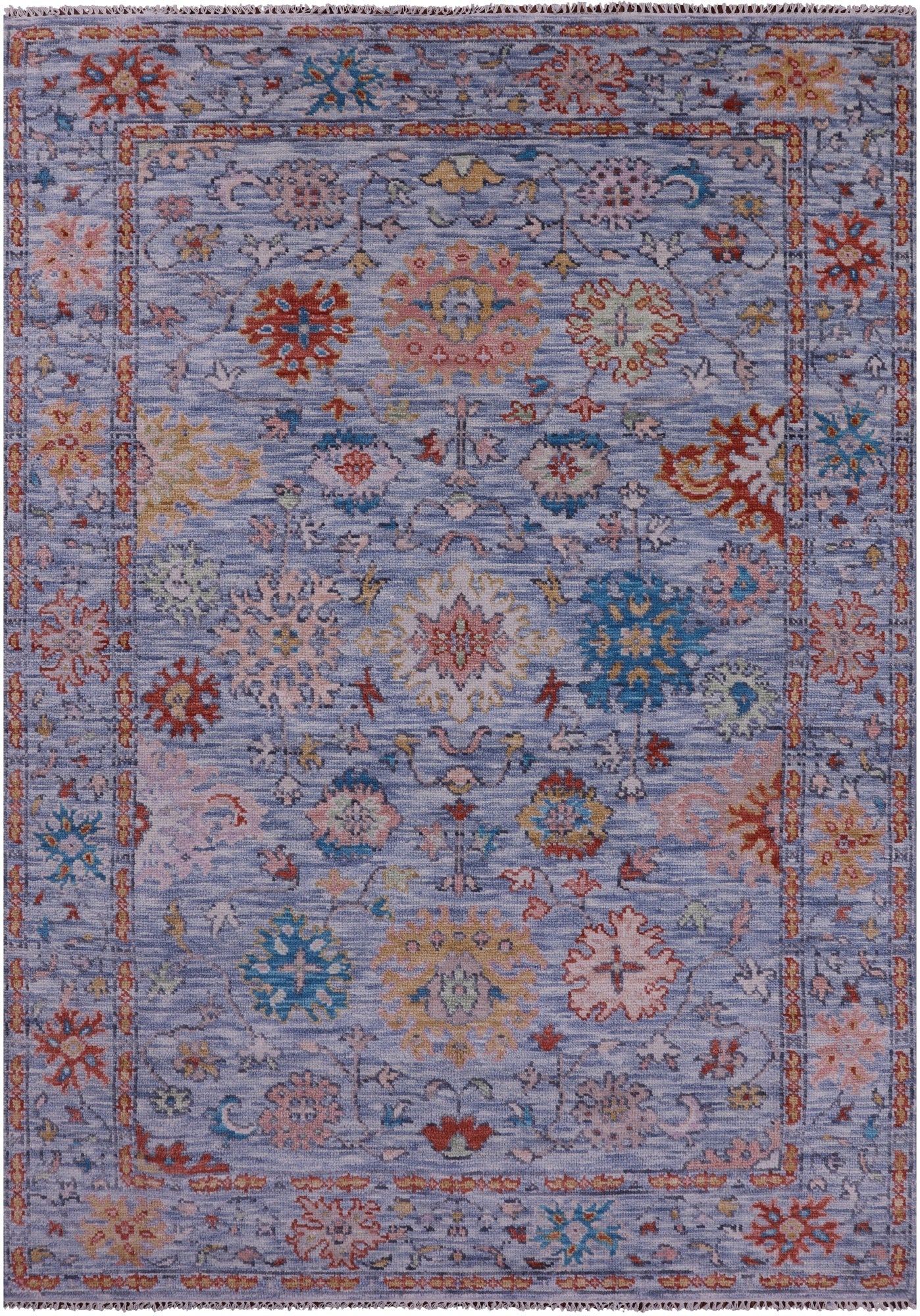 Blue Turkish Oushak Handmade Wool Rug - 6' 5" X 9' 2" - Golden Nile