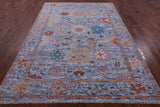 Blue Turkish Oushak Handmade Wool Rug - 6' 5" X 9' 2" - Golden Nile