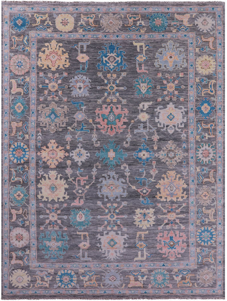 Grey Turkish Oushak Hand Knotted Wool Rug - 10' 2" X 13' 8" - Golden Nile