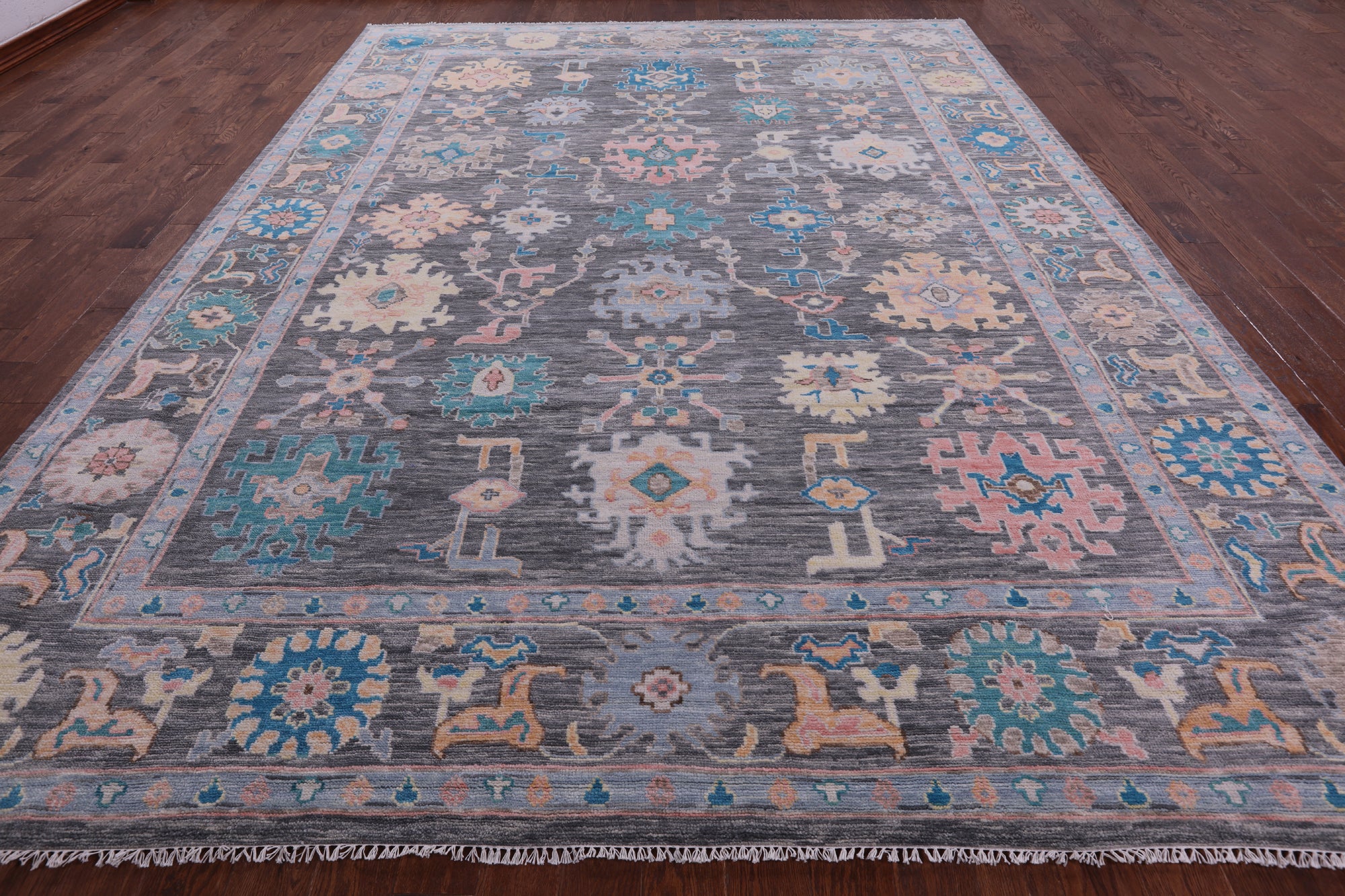 Grey Turkish Oushak Hand Knotted Wool Rug - 10' 2" X 13' 8" - Golden Nile