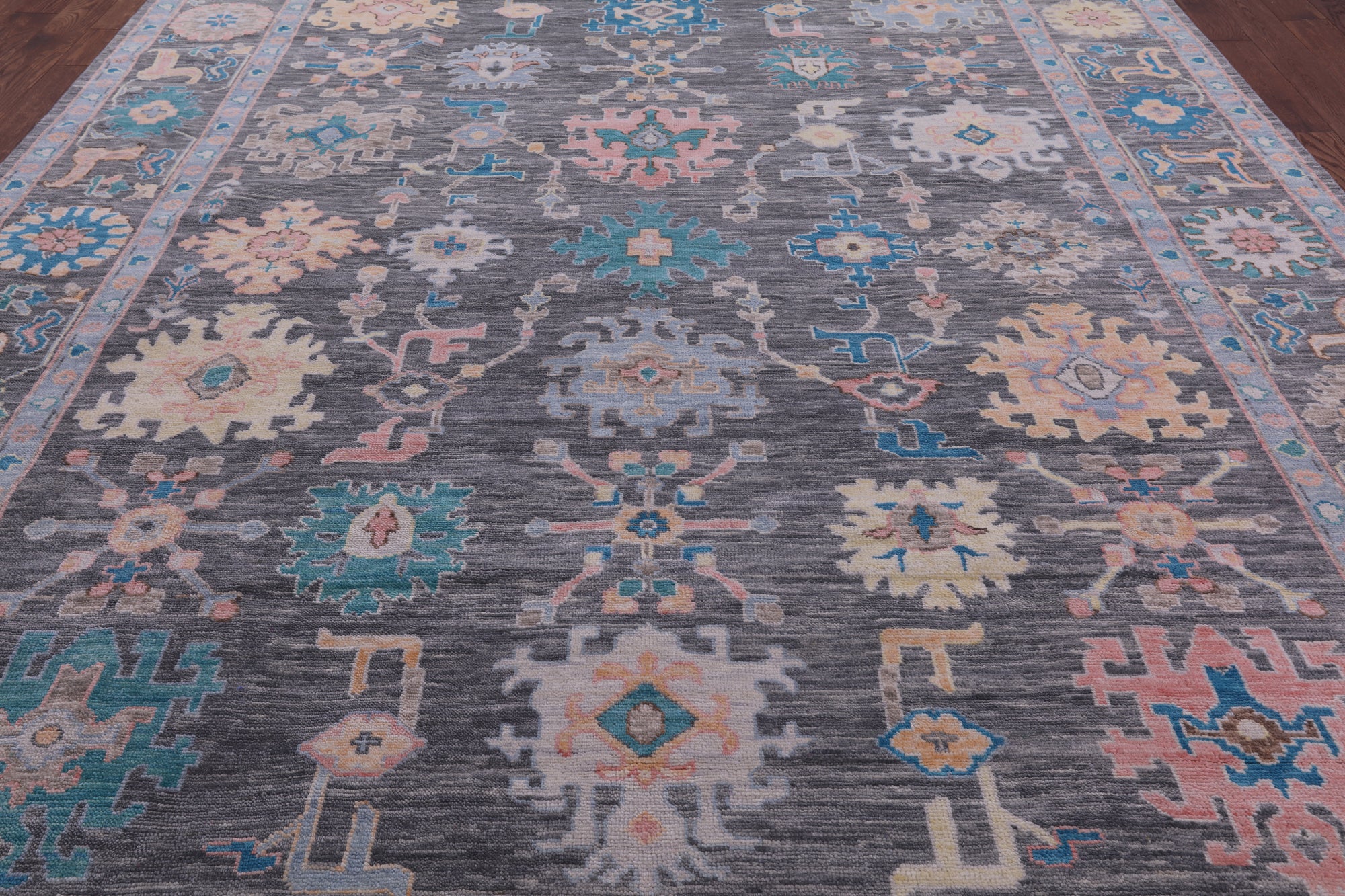 Grey Turkish Oushak Hand Knotted Wool Rug - 10' 2" X 13' 8" - Golden Nile