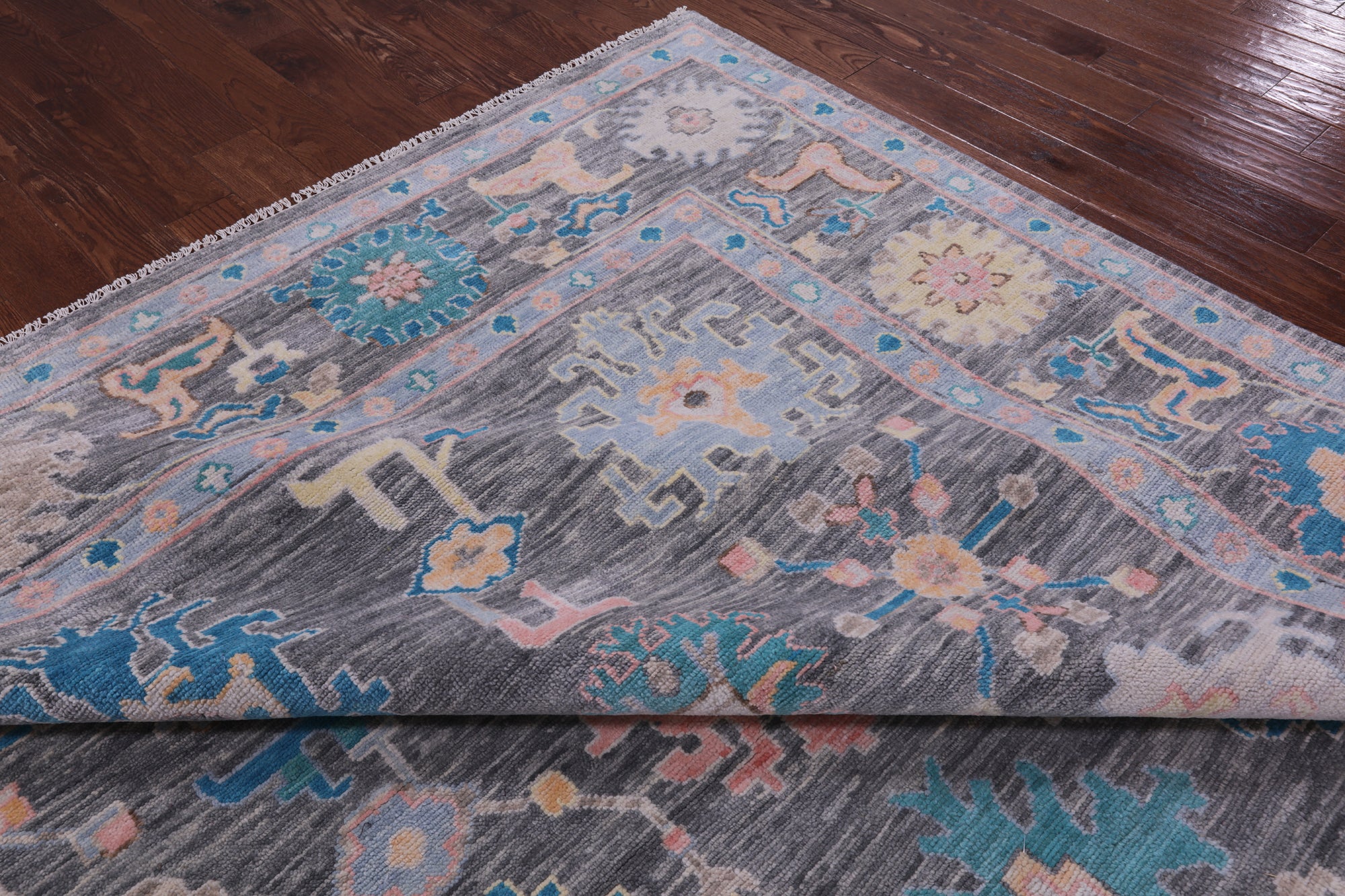 Grey Turkish Oushak Hand Knotted Wool Rug - 10' 2" X 13' 8" - Golden Nile