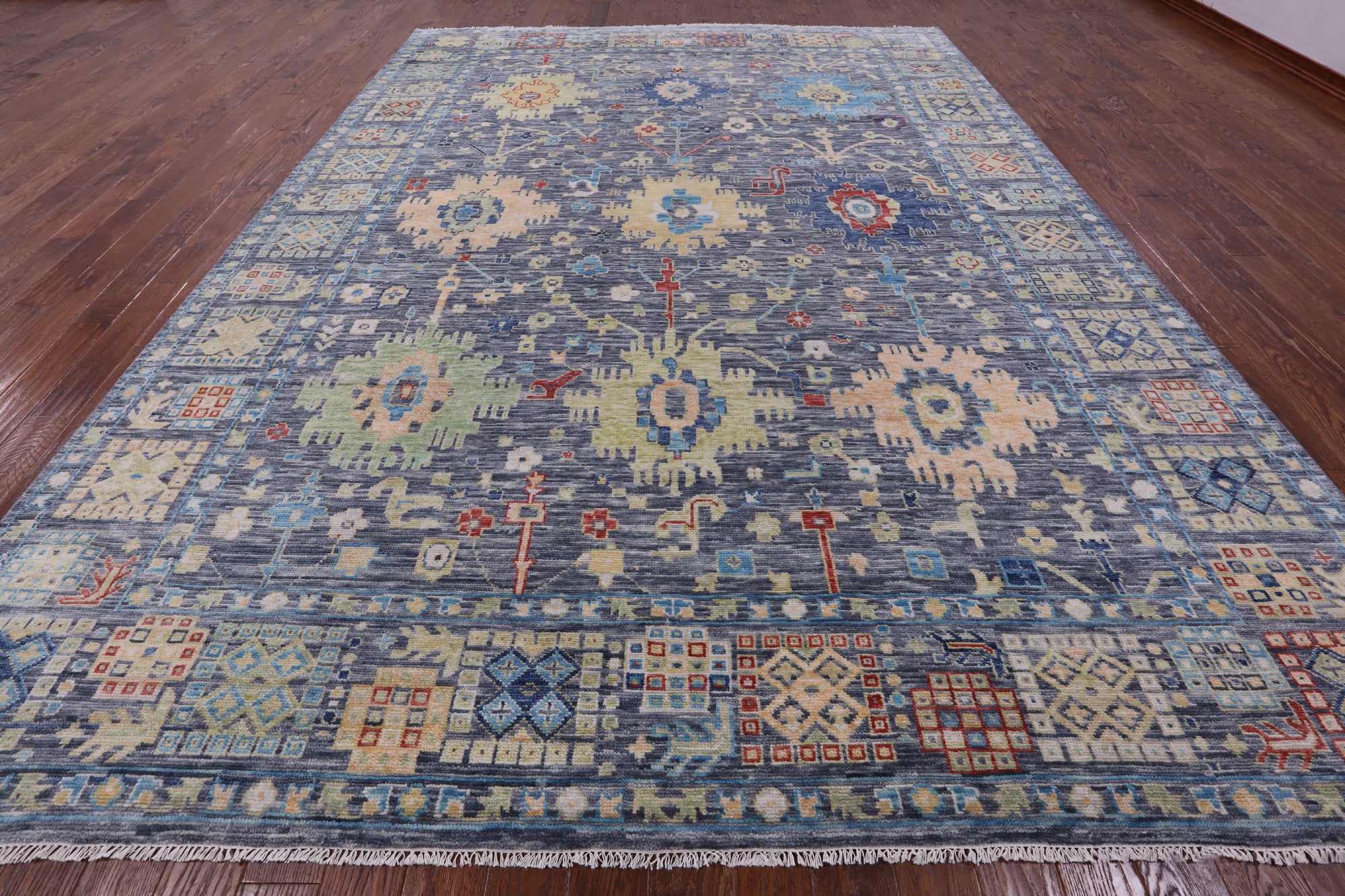 Grey Turkish Oushak Hand Knotted Wool Rug - 10' 1" X 13' 10" - Golden Nile