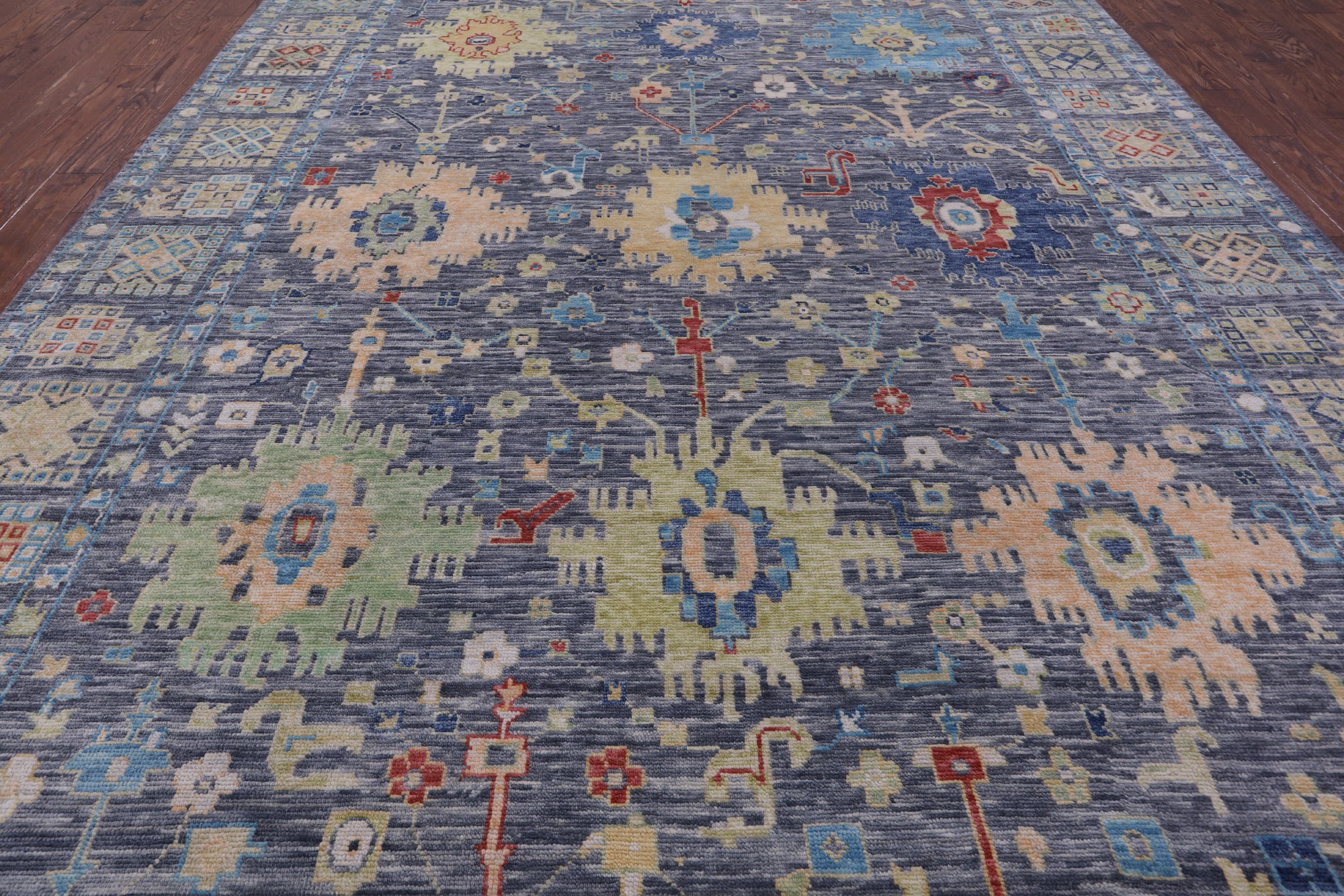 Grey Turkish Oushak Hand Knotted Wool Rug - 10' 1" X 13' 10" - Golden Nile