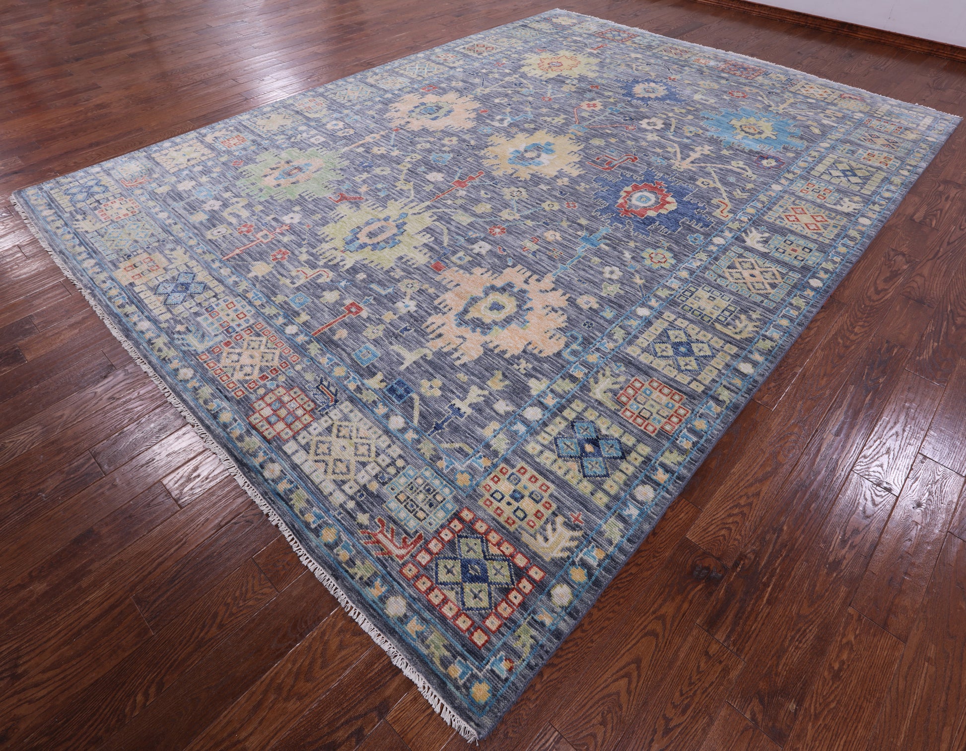 Grey Turkish Oushak Hand Knotted Wool Rug - 10' 1" X 13' 10" - Golden Nile