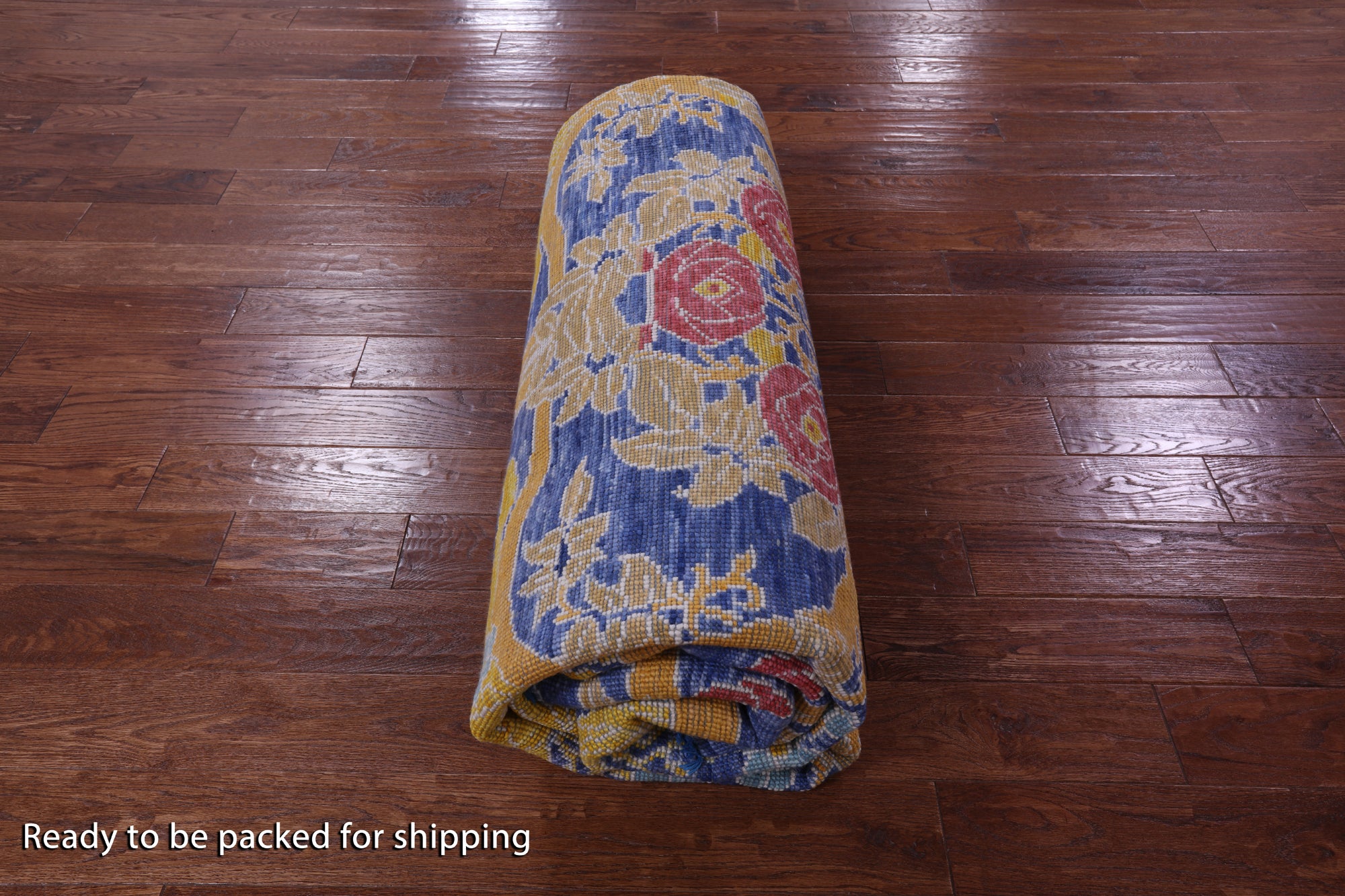 Blue Square William Morris Hand Knotted Wool Rug - 9' 10" X 10' 0" - Golden Nile