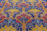 Blue Square William Morris Hand Knotted Wool Rug - 9' 10" X 10' 0" - Golden Nile