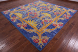 Blue Square William Morris Hand Knotted Wool Rug - 9' 10" X 10' 0" - Golden Nile