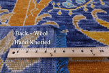 Blue Square William Morris Hand Knotted Wool Rug - 9' 10" X 10' 0" - Golden Nile