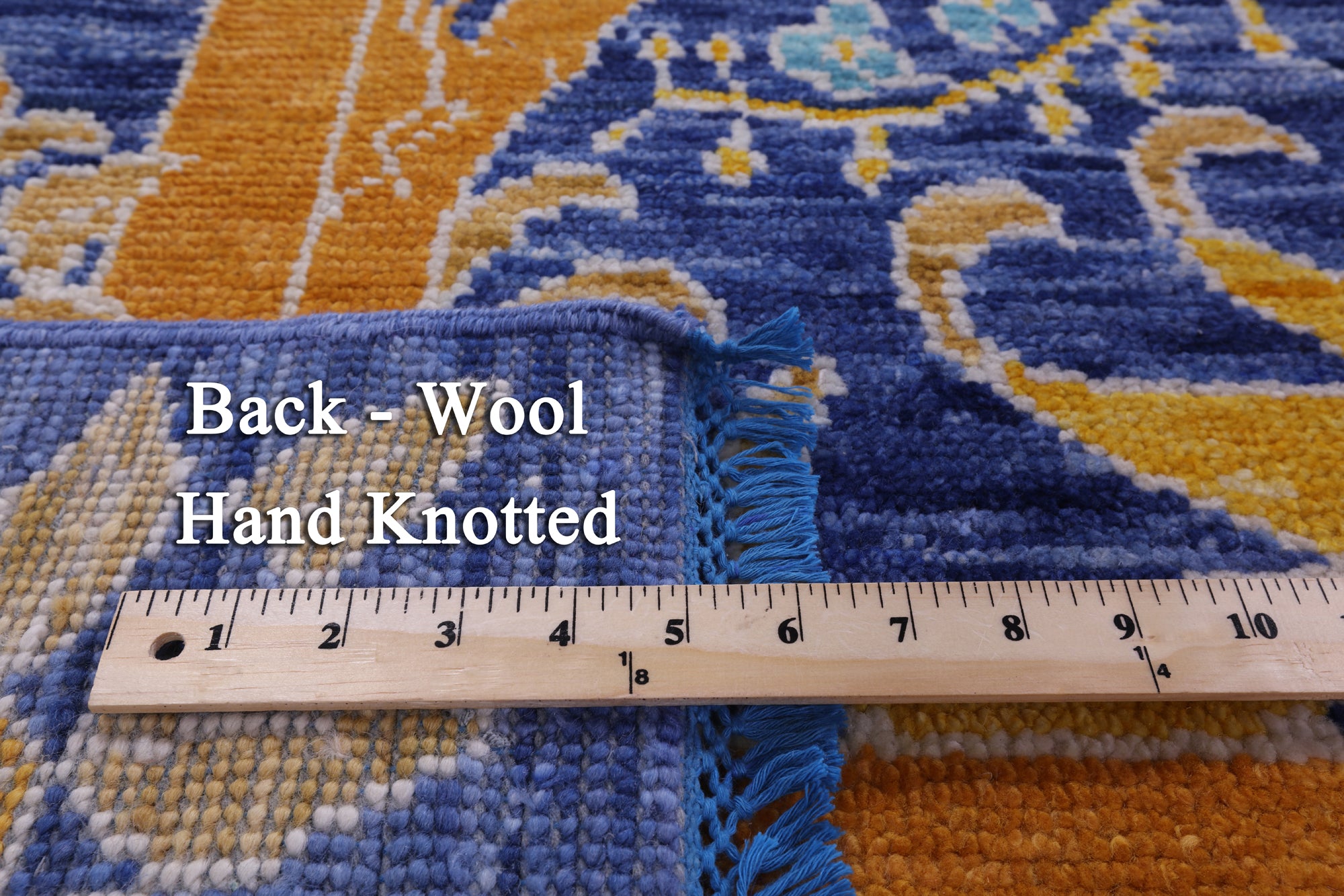 Blue Square William Morris Hand Knotted Wool Rug - 9' 10" X 10' 0" - Golden Nile