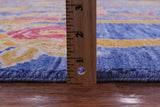 Blue Square William Morris Hand Knotted Wool Rug - 9' 10" X 10' 0" - Golden Nile