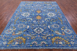 Blue Turkish Oushak Handmade Wool Rug - 8' 0" X 10' 1" - Golden Nile