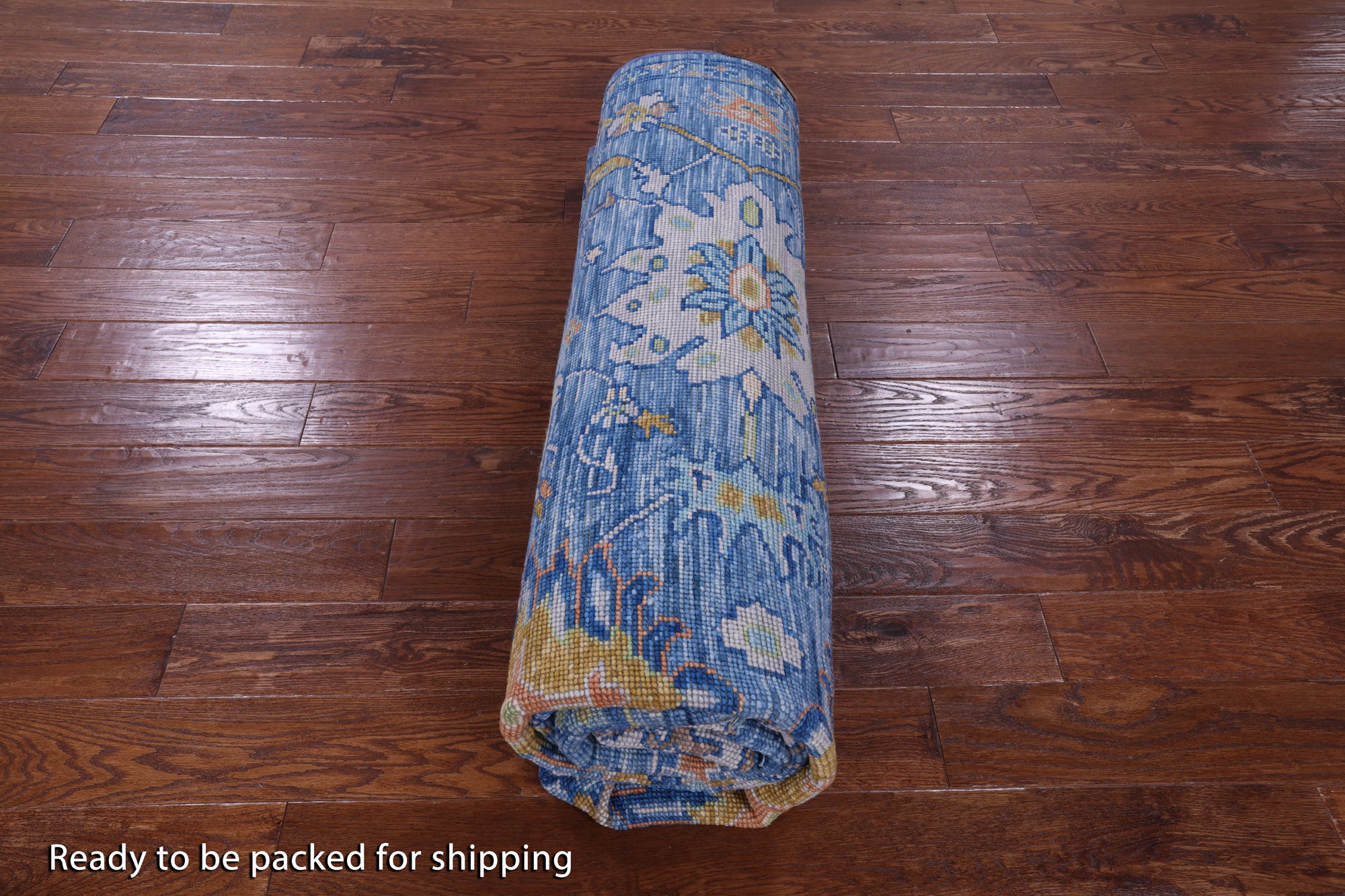 Blue Turkish Oushak Handmade Wool Rug - 8' 0" X 10' 1" - Golden Nile