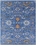 Blue Turkish Oushak Handmade Wool Rug - 8' 0" X 10' 1" - Golden Nile