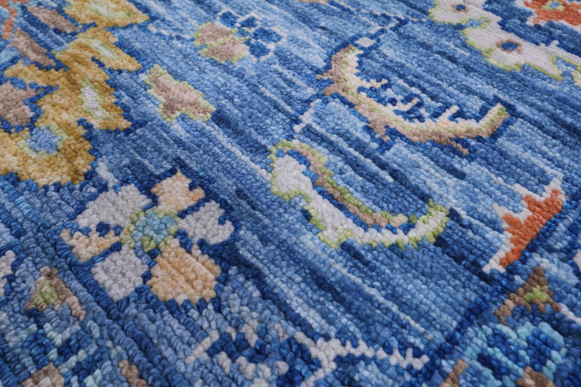 Blue Turkish Oushak Handmade Wool Rug - 8' 0" X 10' 1" - Golden Nile