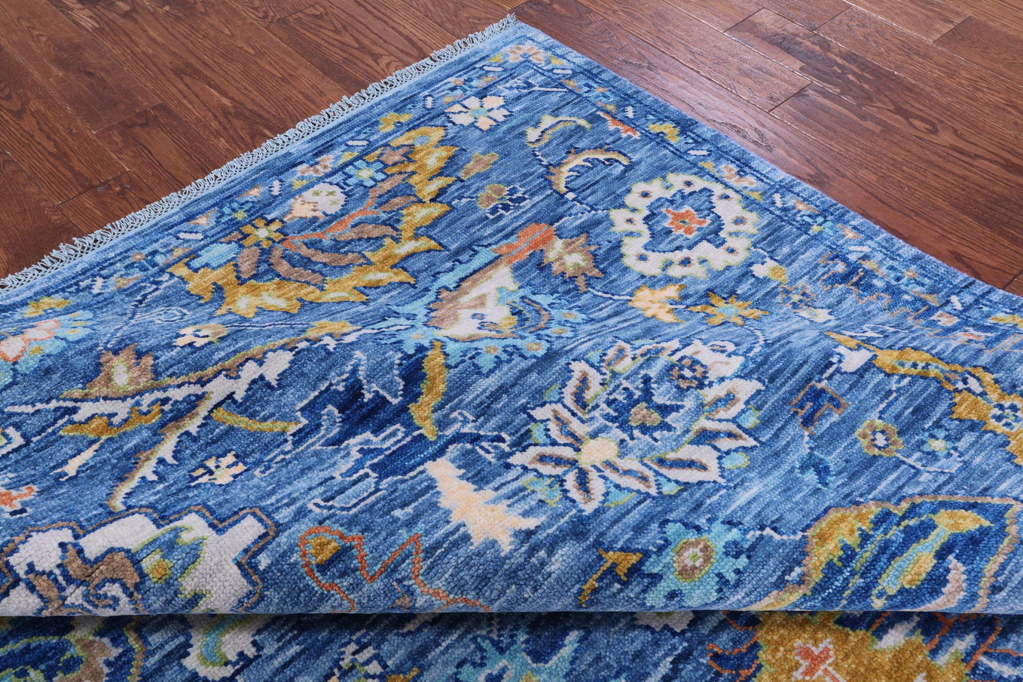 Blue Turkish Oushak Handmade Wool Rug - 8' 0" X 10' 1" - Golden Nile