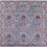 Grey Square William Morris Hand Knotted Wool Rug - 9' 11" X 10' 3" - Golden Nile