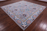 Grey Square William Morris Hand Knotted Wool Rug - 9' 11" X 10' 3" - Golden Nile