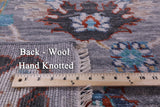 Grey Square William Morris Hand Knotted Wool Rug - 9' 11" X 10' 3" - Golden Nile