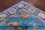 Blue Turkish Oushak Hand Knotted Wool Rug - 9' 1" X 11' 10" - Golden Nile