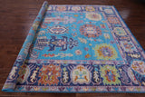 Blue Turkish Oushak Hand Knotted Wool Rug - 9' 1" X 11' 10" - Golden Nile