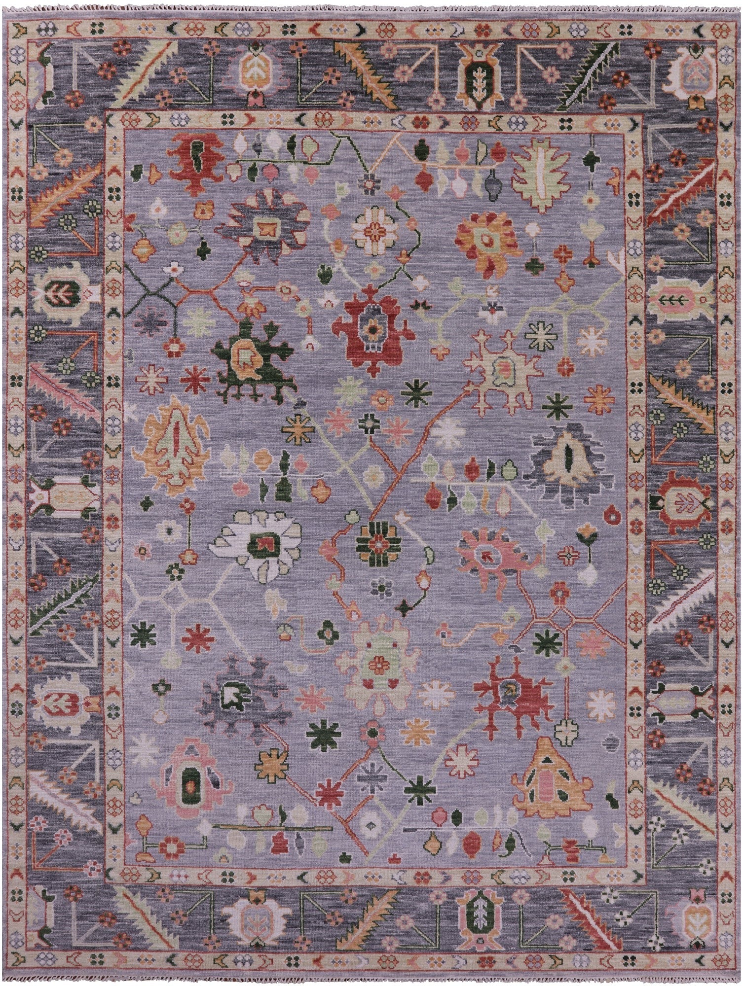 Grey Turkish Oushak Hand Knotted Wool Rug - 9' 1" X 12' 2" - Golden Nile