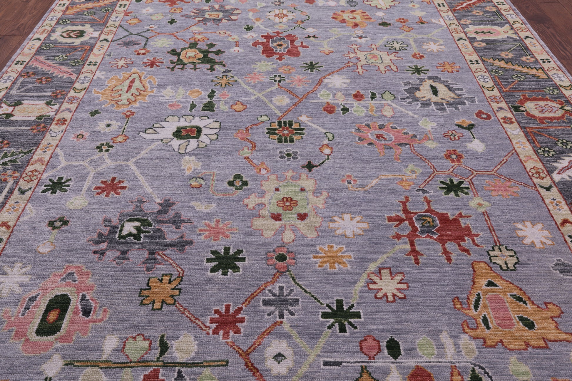 Grey Turkish Oushak Hand Knotted Wool Rug - 9' 1" X 12' 2" - Golden Nile