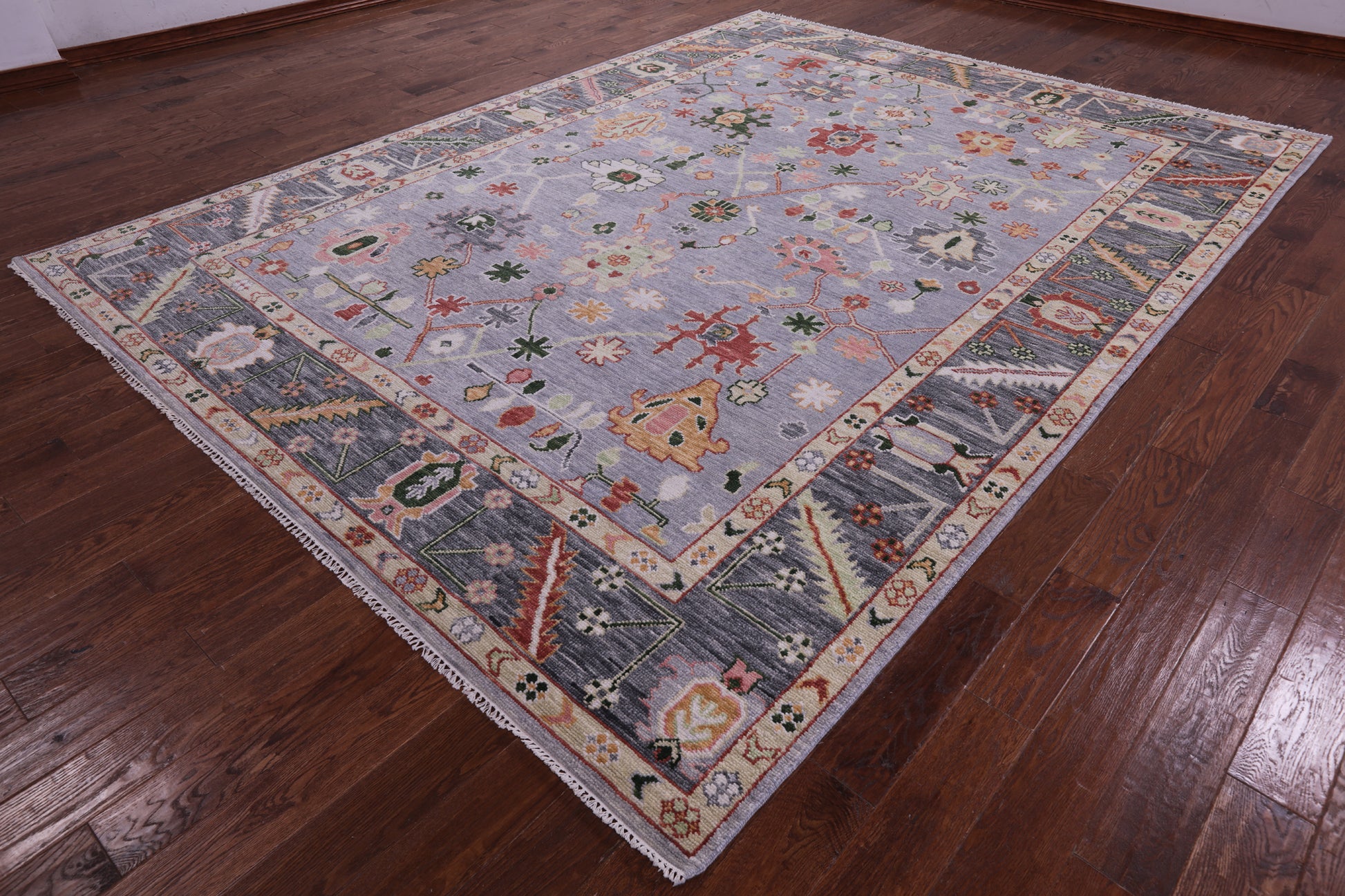 Grey Turkish Oushak Hand Knotted Wool Rug - 9' 1" X 12' 2" - Golden Nile