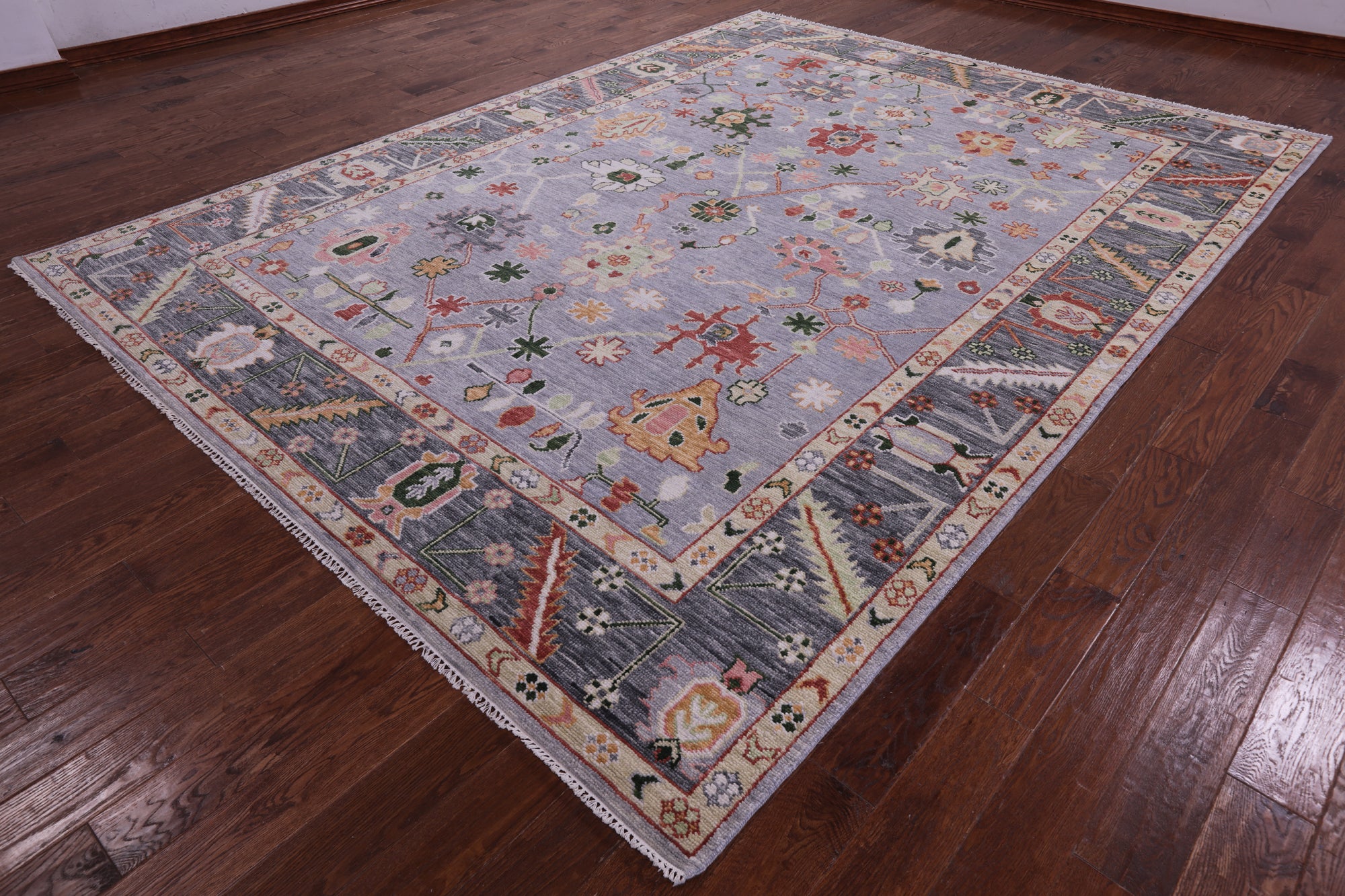 Grey Turkish Oushak Hand Knotted Wool Rug - 9' 1" X 12' 2" - Golden Nile