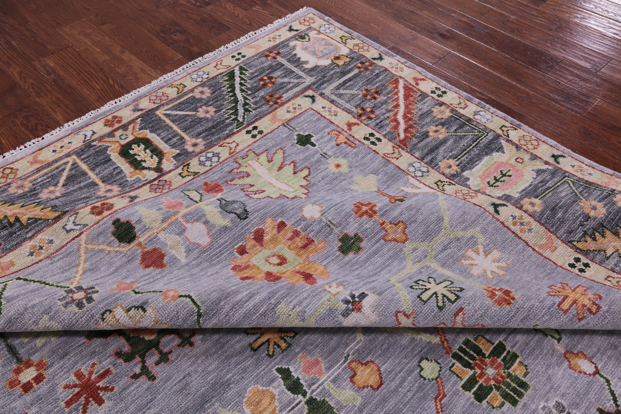Grey Turkish Oushak Hand Knotted Wool Rug - 9' 1" X 12' 2" - Golden Nile