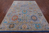 Blue Turkish Oushak Hand Knotted Wool Rug - 7' 11" X 10' 0" - Golden Nile