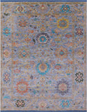 Blue Turkish Oushak Hand Knotted Wool Rug - 7' 11" X 10' 0" - Golden Nile