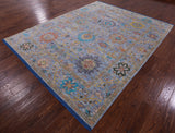 Blue Turkish Oushak Hand Knotted Wool Rug - 7' 11" X 10' 0" - Golden Nile