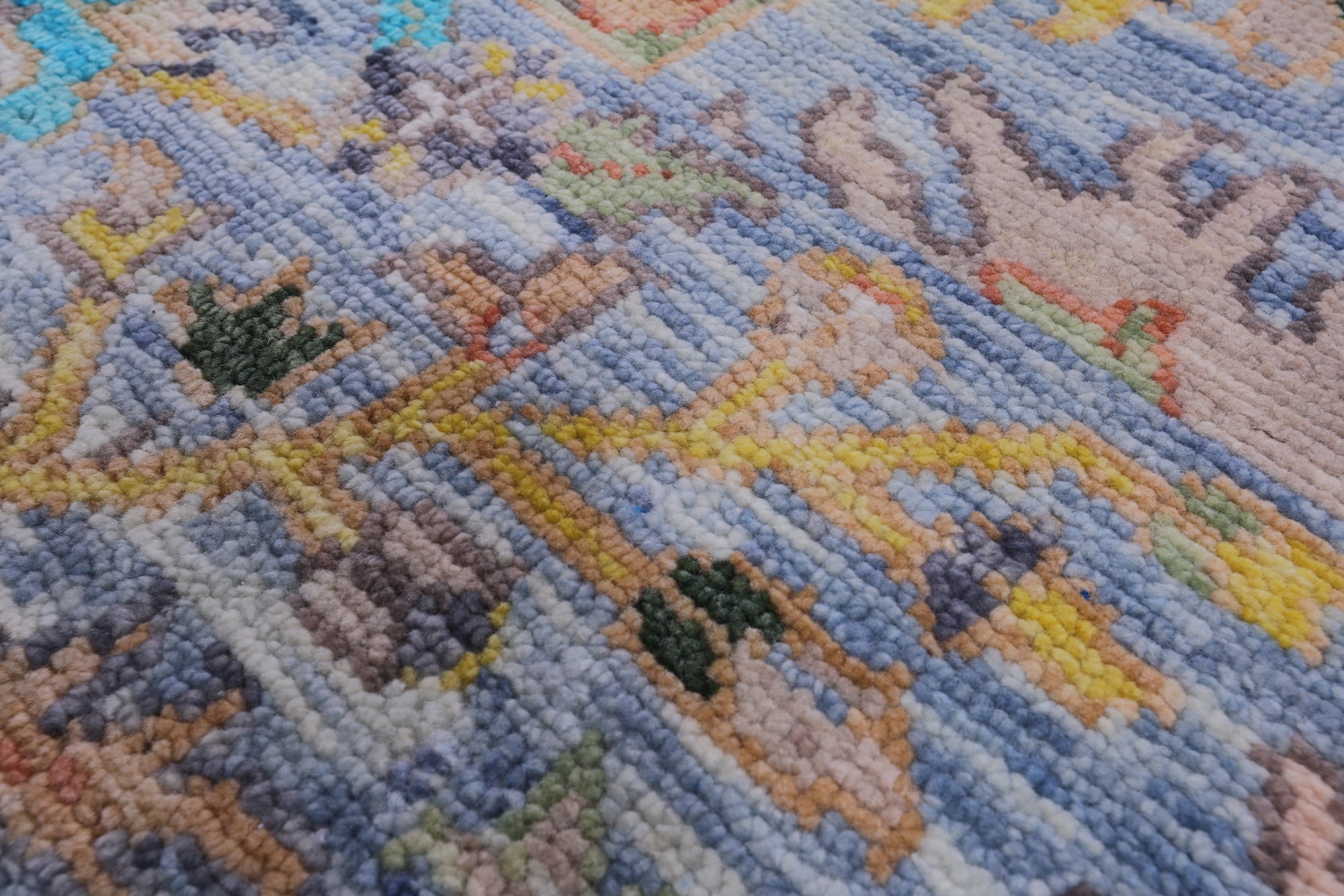 Blue Turkish Oushak Hand Knotted Wool Rug - 7' 11" X 10' 0" - Golden Nile