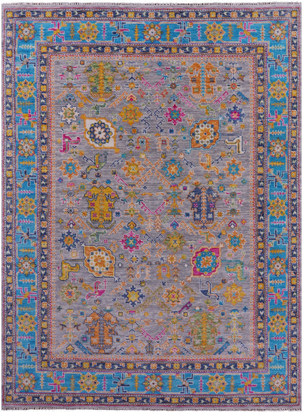 Grey Turkish Oushak Hand Knotted Wool Rug - 9' 2" X 11' 11" - Golden Nile