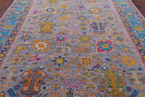 Grey Turkish Oushak Hand Knotted Wool Rug - 9' 2" X 11' 11" - Golden Nile