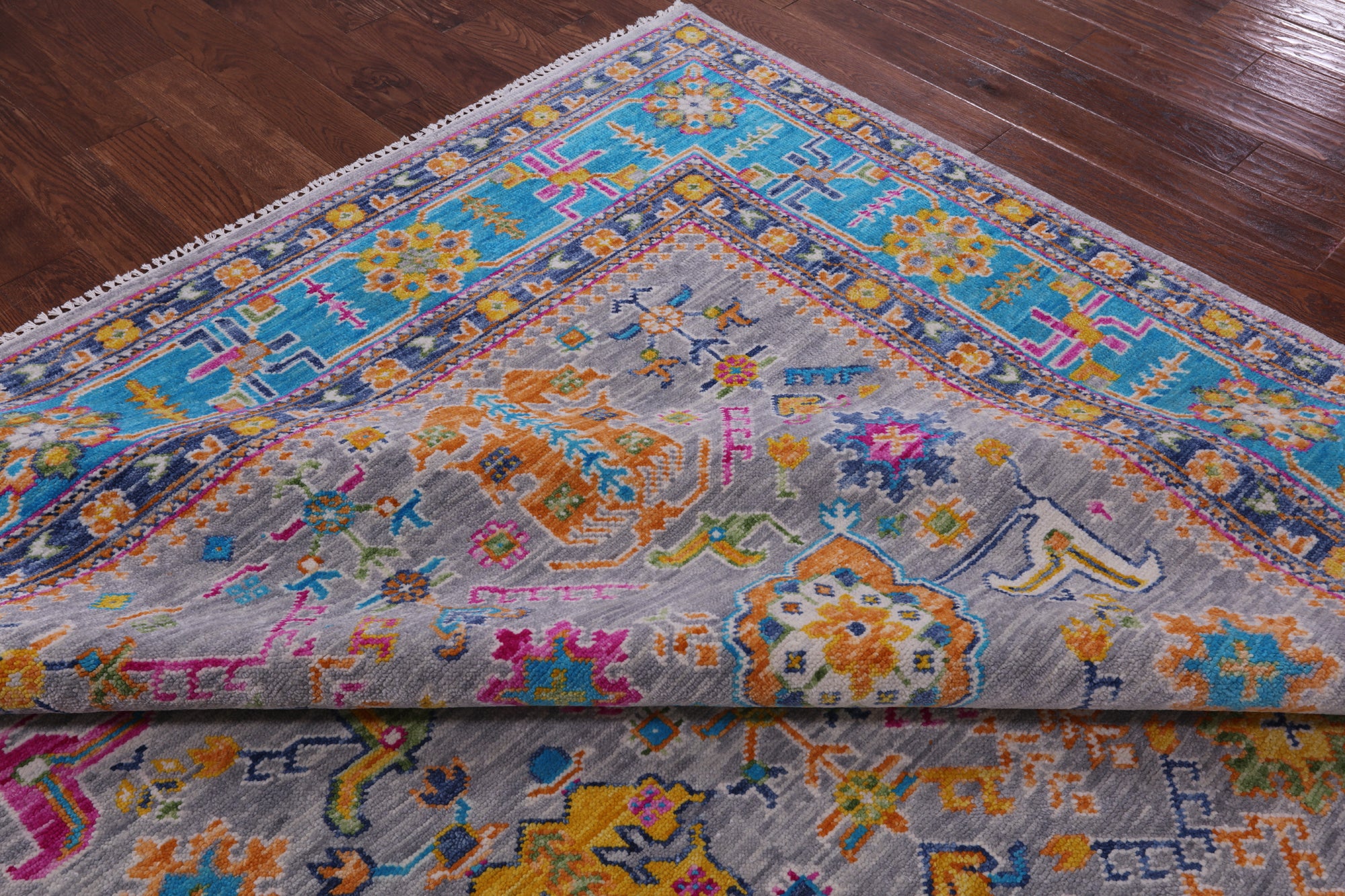 Grey Turkish Oushak Hand Knotted Wool Rug - 9' 2" X 11' 11" - Golden Nile