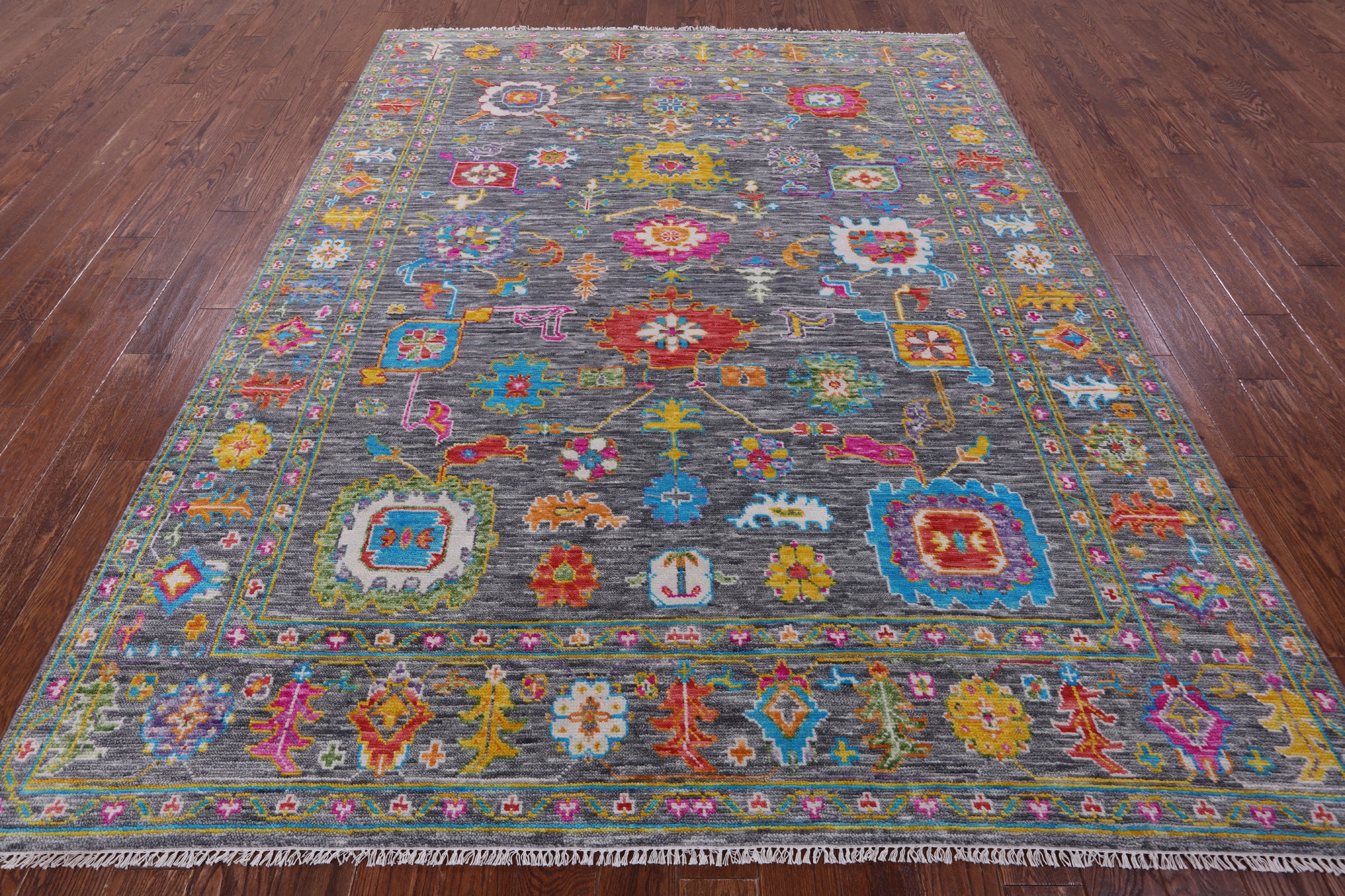 Grey Turkish Oushak Hand Knotted Wool Rug - 7' 10" X 9' 11" - Golden Nile
