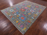 Grey Turkish Oushak Hand Knotted Wool Rug - 7' 10" X 9' 11" - Golden Nile