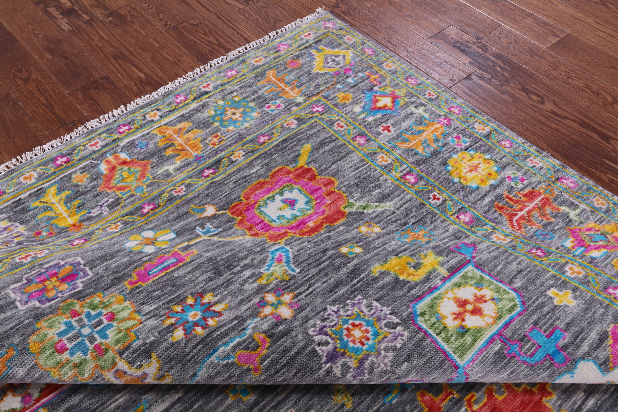 Grey Turkish Oushak Hand Knotted Wool Rug - 7' 10" X 9' 11" - Golden Nile
