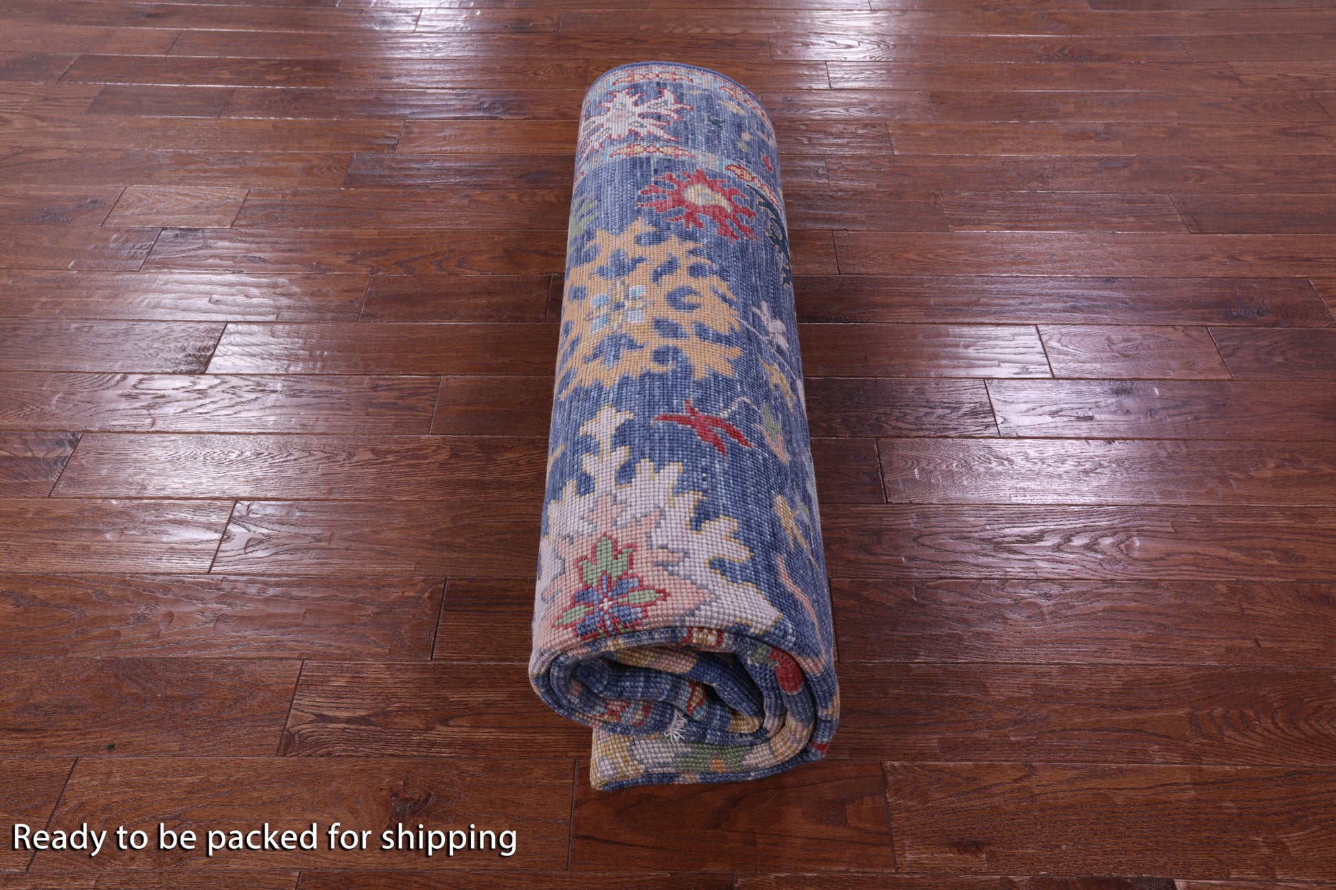 Blue Turkish Oushak Hand Knotted Wool Rug - 7' 10" X 9' 11" - Golden Nile