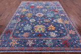 Blue Turkish Oushak Hand Knotted Wool Rug - 7' 10" X 9' 11" - Golden Nile