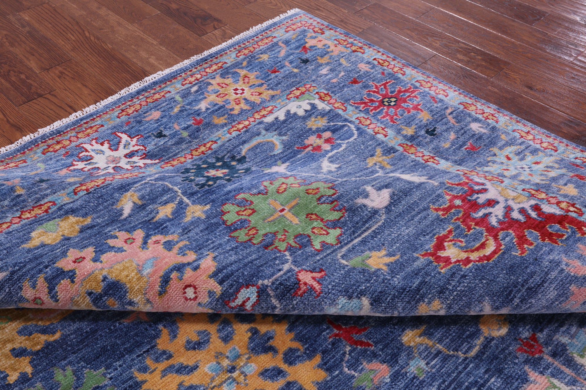 Blue Turkish Oushak Hand Knotted Wool Rug - 7' 10" X 9' 11" - Golden Nile
