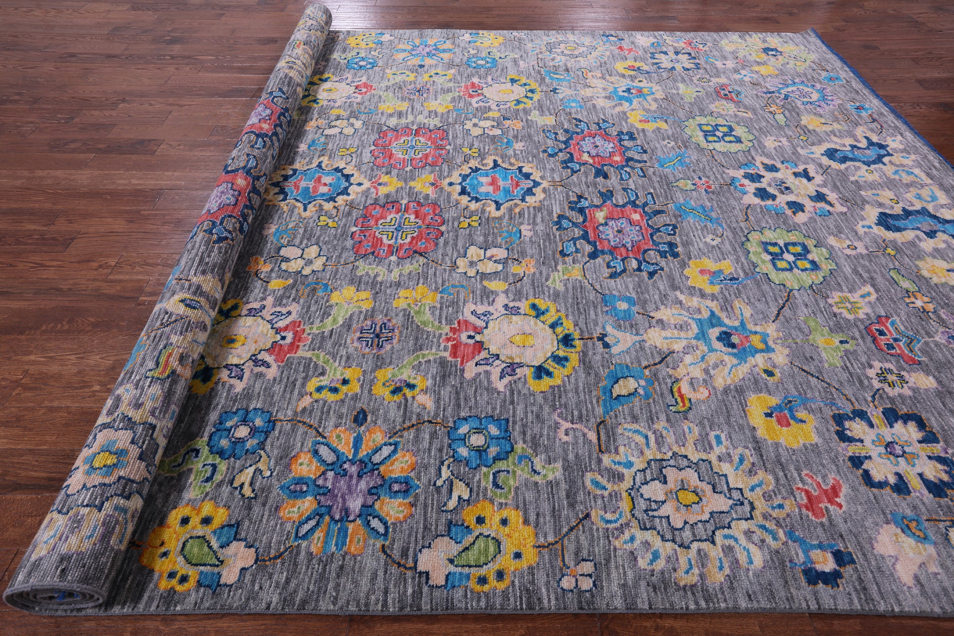 Grey Turkish Oushak Hand Knotted Wool Rug - 10' 4" X 14' 3" - Golden Nile