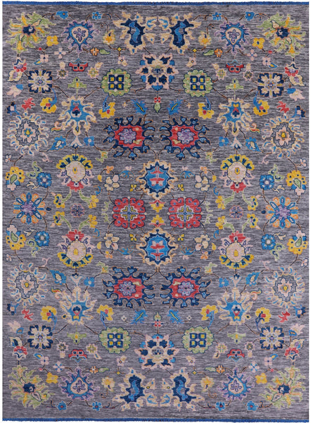 Grey Turkish Oushak Hand Knotted Wool Rug - 10' 4" X 14' 3" - Golden Nile