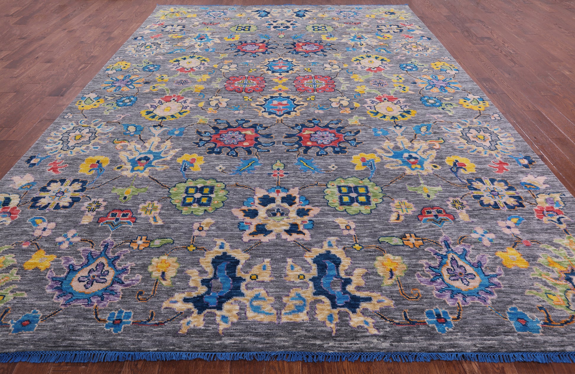Grey Turkish Oushak Hand Knotted Wool Rug - 10' 4" X 14' 3" - Golden Nile